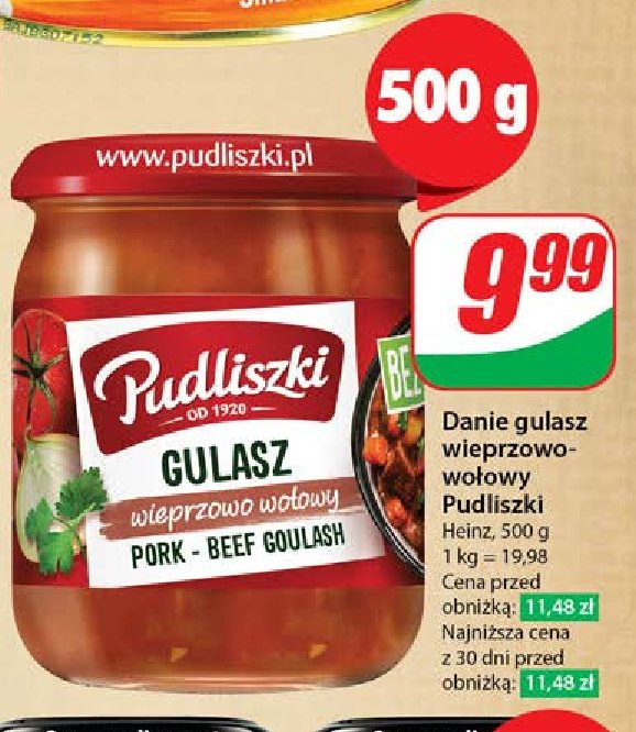 Gulasz wo艂owo-wieprzowy Pudliszki promocja