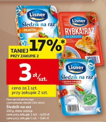 Śledziik na raz Lisner różne rodzaje promocja w Auchan