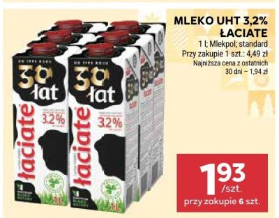 Mleko UHT 3,2% Łaciate promocja w Stokrotka