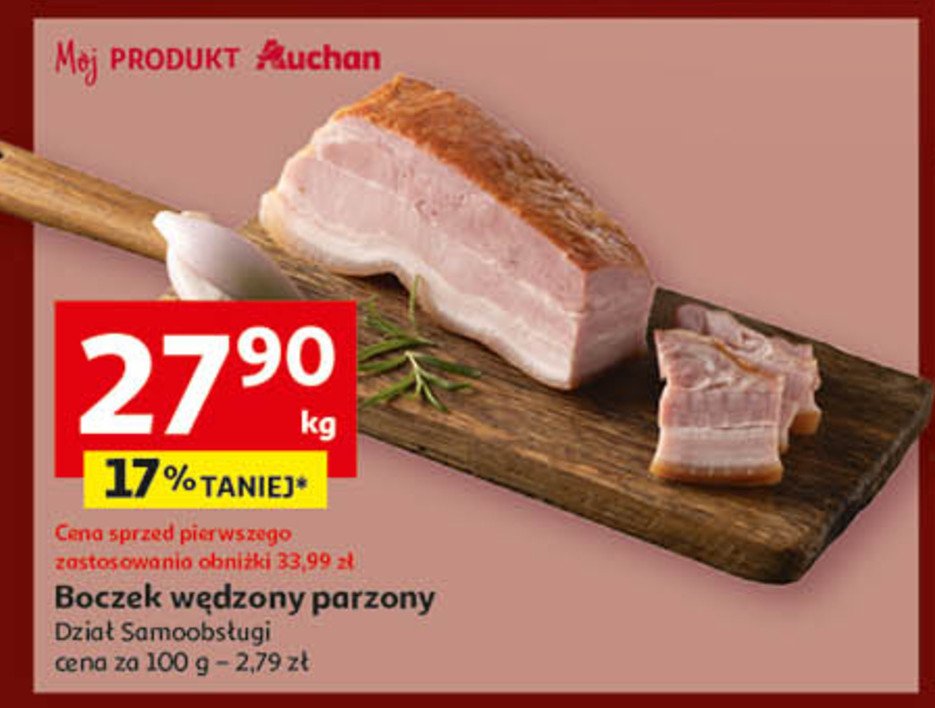 Boczek wędzony parzony Auchan promocja w Auchan