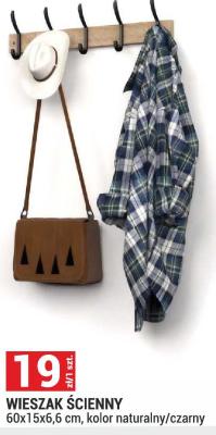 Wieszak ścienny 60x15x6,6 cm, kolor naturalny/czarny promocja w Merkury Market