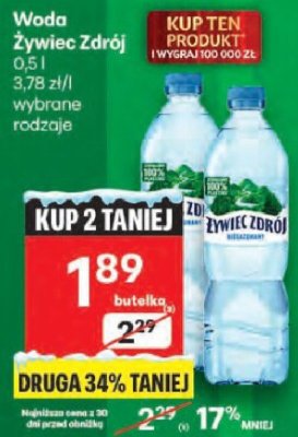 Woda Żywiec Zdrój wybrane rodzaje promocja w Delikatesy Centrum