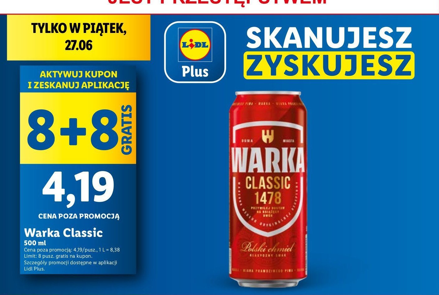 Piwo Warka promocja w Aldi