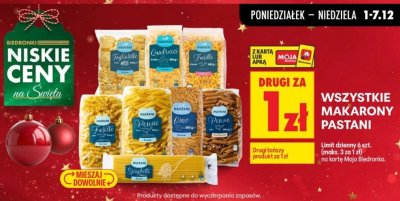 Wszystkie makarony Pastani promocja w Biedronka