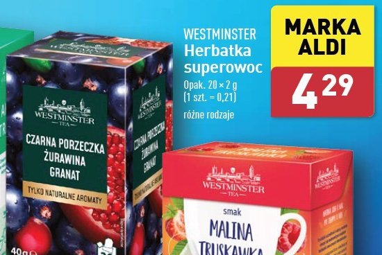 Herbata czarna porzeczka żurawina granat Westminster promocja