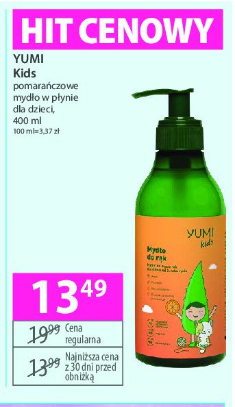 Mydło w płynie pomarańczowe Yumi kids promocja