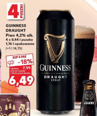Piwo GUINNESS DRAUGHT  promocja w Kaufland