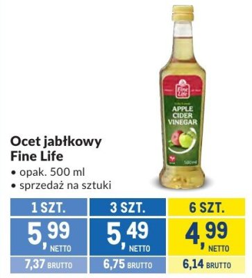 Ocet jabłkowy Fine Life promocja w Makro