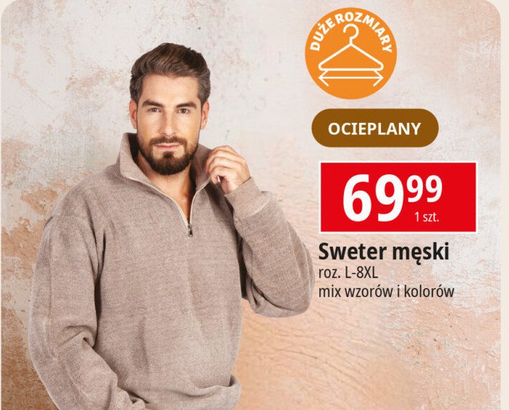 Sweter m臋ski ocieplany l-8xl promocja w Selgros
