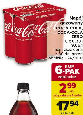 Napoj Coca-cola zero promocja w Carrefour