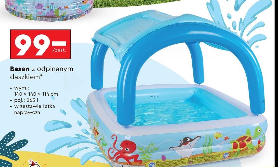 Basen z odpinanym daszkiem 140 x 140 x 114 cm 265 l Bestway promocja w Biedronka