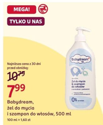 Żel do mycia i szampon do włosów Babydream, 500 ml promocja w Rossmann
