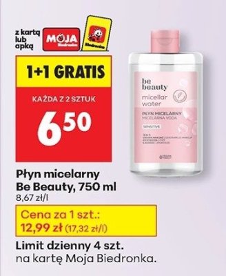 Płyn micelarny 750 ml 1+1 GRATIS promocja w Biedronka