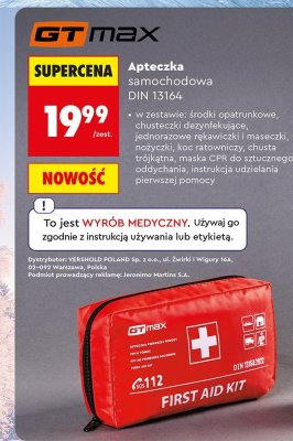 Apteczka samochodowa DIN 13164 GT max promocja w Biedronka