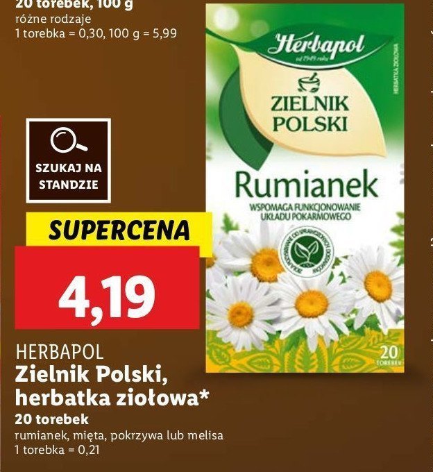 Herbatka mięta Herbapol zielnik polski promocja w Lidl