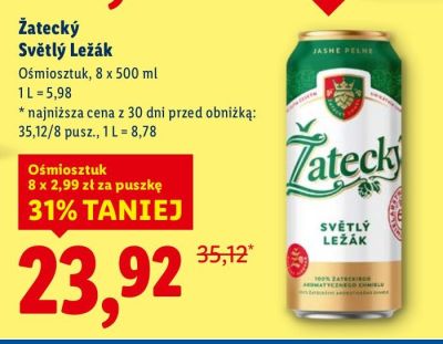 Piwo Żatecký Světlý Ležák 8-pak promocja w Lidl