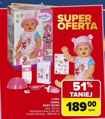 Lalka EMMA BABY BORN promocja w Carrefour