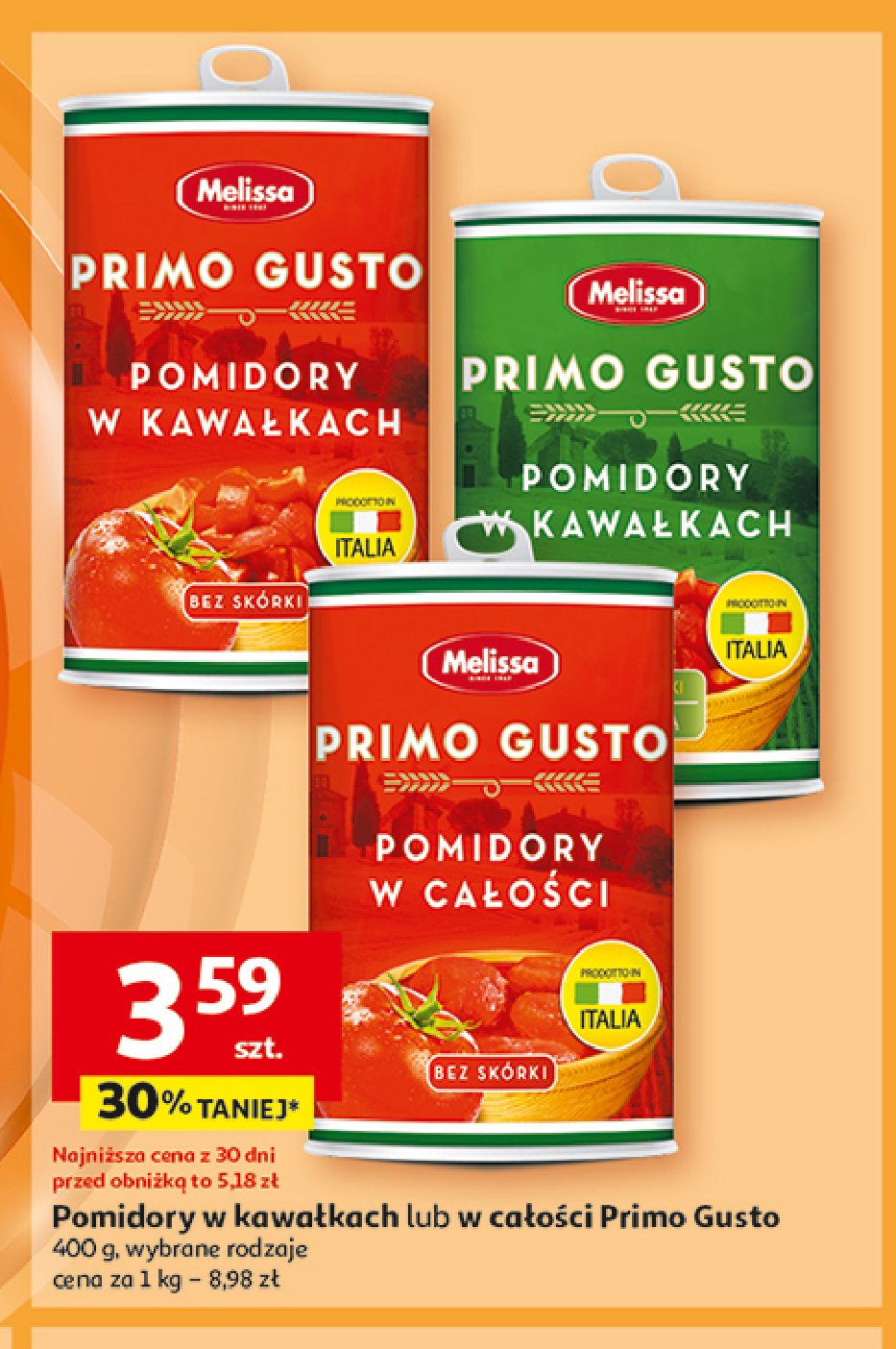 Pomidor w kawałkach z bazylią Melissa primo gusto tomatera promocja