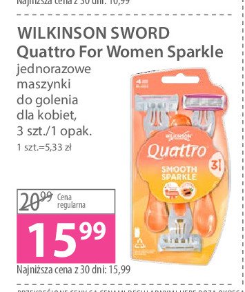 Maszynka do golenia sparkle Wilkinson quattro for women promocja