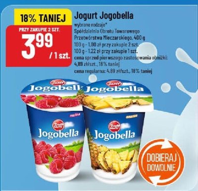 Jogurt Jogobella wybrane rodzaje Spo/dzielnia Oświat Towarowego (przetwórstwa mleczarskiego) promocja w POLOmarket