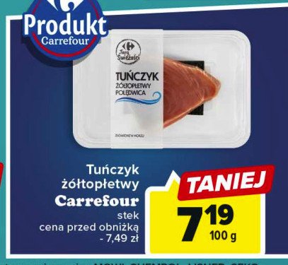 Tuńczyk żółtopłetwy polędwica Carrefour targ świeżości promocja