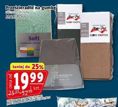 Prześcieradło na gumkę Mar Pol różne rozmiary promocja w Prim Market