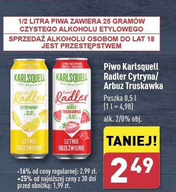 Piwo arbuz-truskawka Karlsquell radler promocja