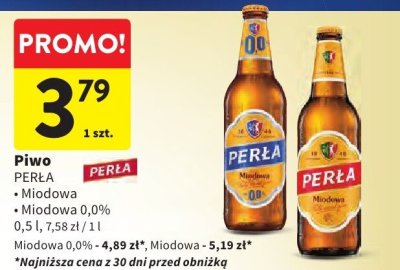Piwo PERŁA Miodowa 0,0% promocja w Intermarche