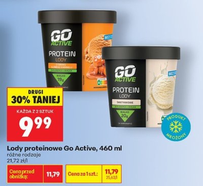 Lody proteinowe, 460 ml Go Active promocja w Biedronka