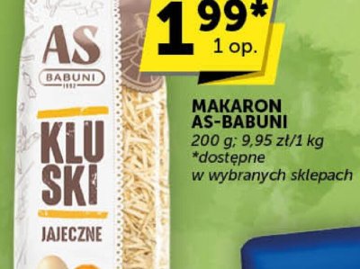 Makaron AS-Babuni Kluski Jajeczne promocja w Groszek