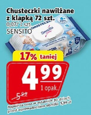 Chusteczki nawilżane z klapa 72 szt. SENSITO promocja w Prim Market