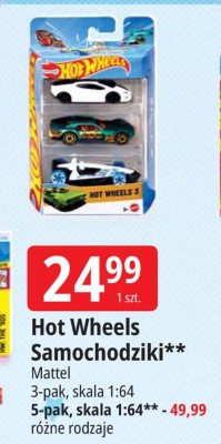 Hot Wheels Samochodziki 3-pak, skala 1:64, 5-pak, skala 1:64 promocja w Leclerc