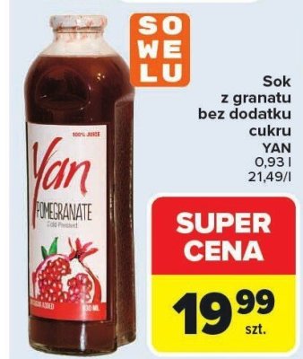 Sok z granatu bez dodatku cukru YAN 0,9l promocja w Carrefour Market