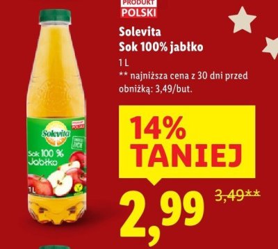 Sok Solevita Sok 100% jabłko promocja w Lidl