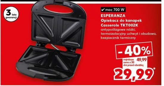 Opiekacz tkt002k Esperanza promocja w Kaufland