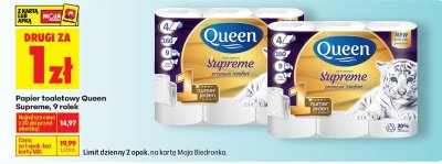 Papier toaletowy Queen Supreme, 9 rolek promocja w Biedronka