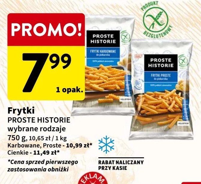 Frytki cienkie Iglotex proste historie promocja w Intermarche