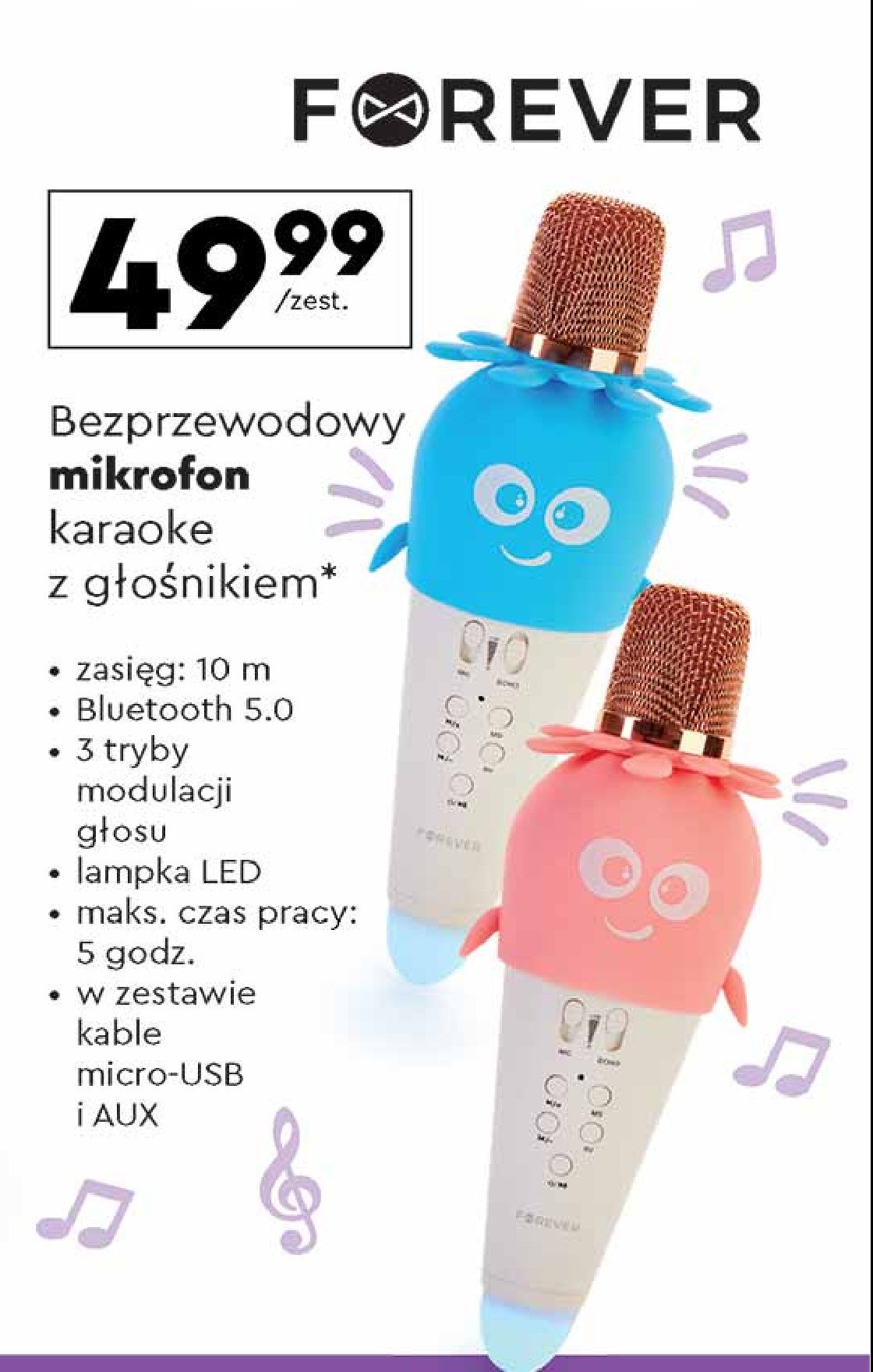 Mikrofon z g艂o艣nikiem Forever promocja