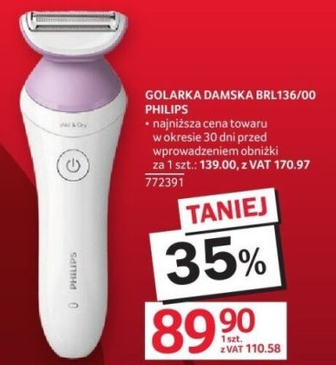 Golarka damska BRL136/00 Philips promocja w Selgros