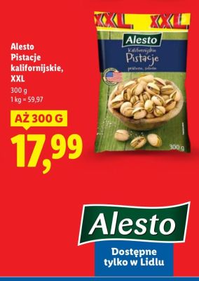 Pistacje kalifornijskie Alesto XXL 300 g promocja w Lidl