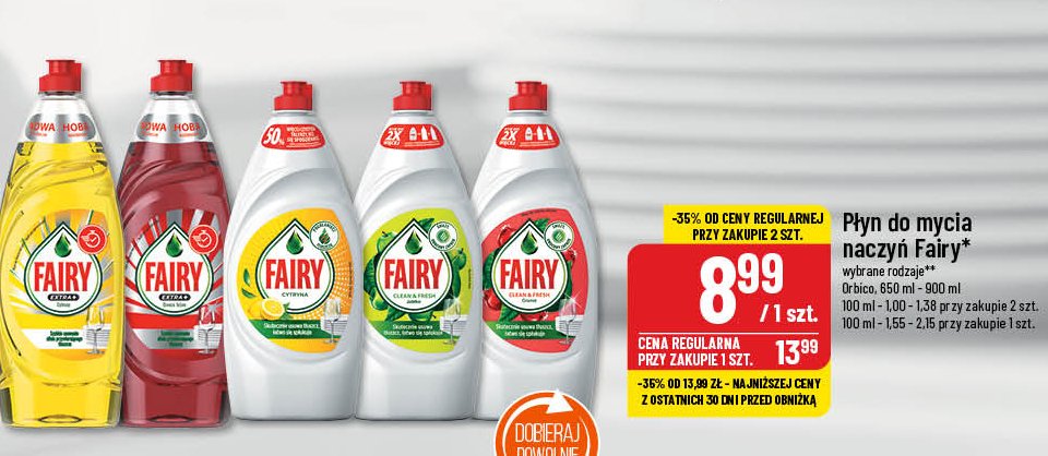 Płyn do mycia naczyń owoce leśne Fairy extra+ promocja