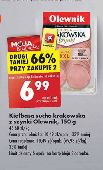Kiełbasa krakowska sucha z szynki Olewnik promocja