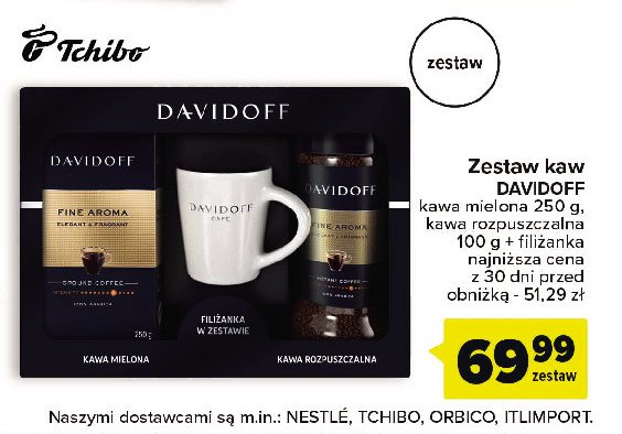 Kawa mielona 200 g + kawa rozpuszczalna 100 g + filiżanka Davidoff cafe fine aroma promocja