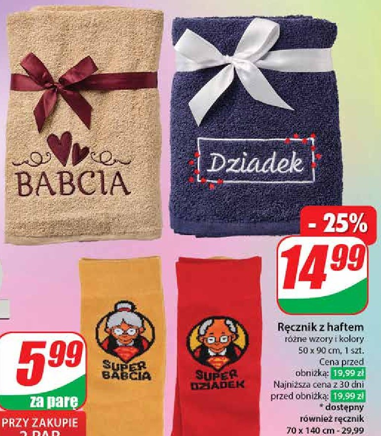 Ręcznik dla babci 50 x 90 cm promocja w Dino