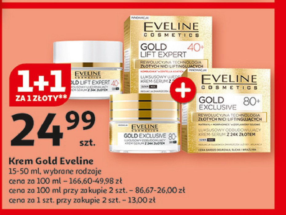 Krem do twarzy dzień i noc 80+ Eveline gold lift expert promocja w Auchan