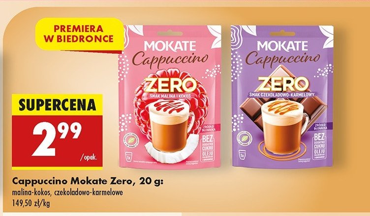 Cappuccino zero czekoladowo-karmelowe Mokate cappuccino promocja w Biedronka