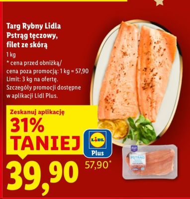 Pstrąg tęczowy, filet ze skórą Targ Rybny Lidla promocja w Lidl