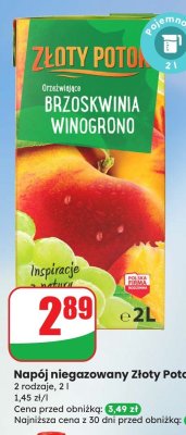 Napój niegazowany brzoskwinia winogrono 2 l promocja w Dino
