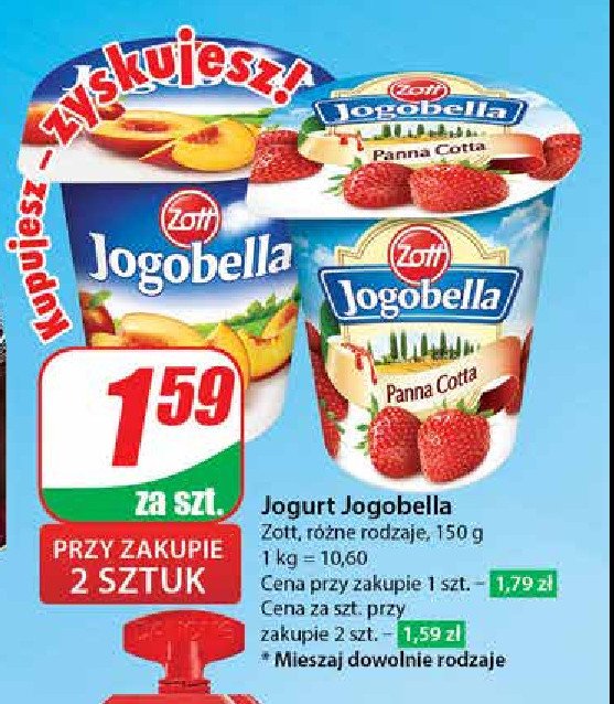 Jogurt z truskawkami Zott jogobella panna cotta promocja