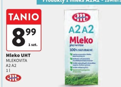 Mleko UHT MLEKOVITA A2 A2 promocja w Intermarche